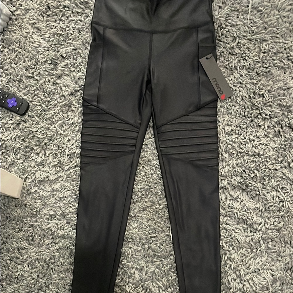 Faux Leather Moto Leggings - Black